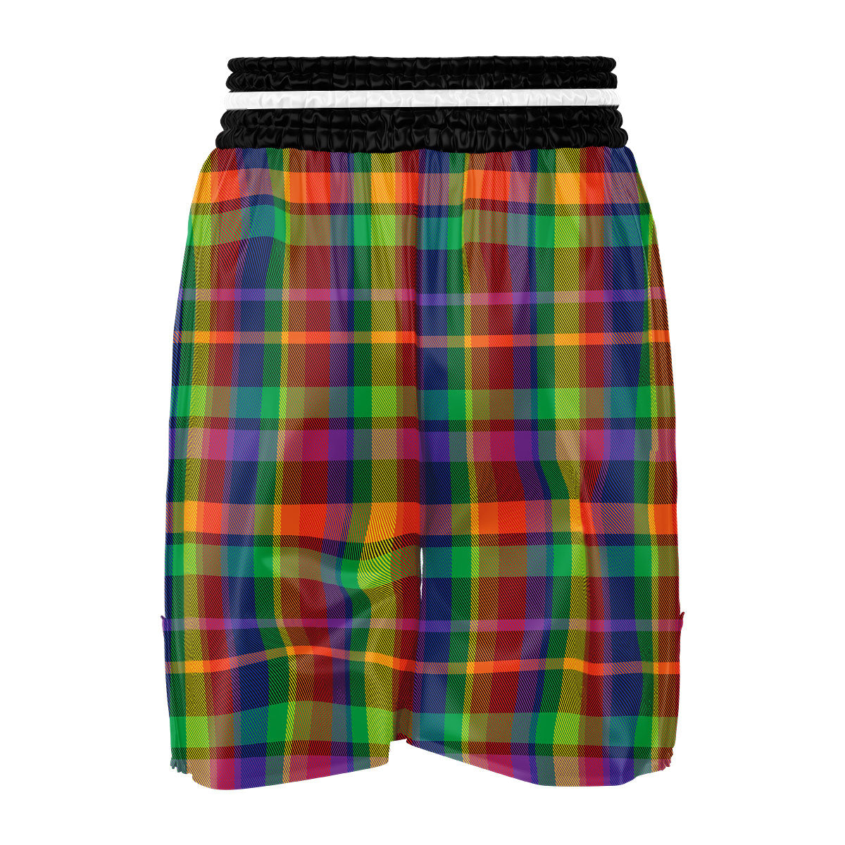 Plaid Rainbow Print Pattern Boxing Shorts-grizzshop