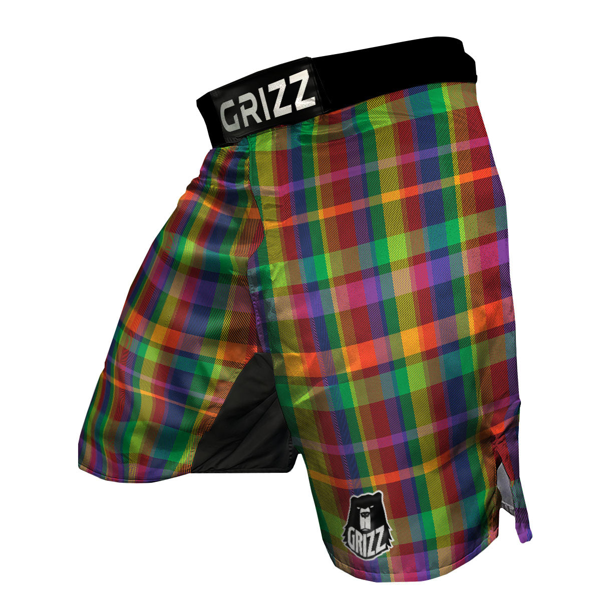 Plaid Rainbow Print Pattern MMA Shorts-grizzshop