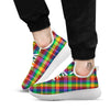 Plaid Rainbow Print Pattern White Athletic Shoes-grizzshop