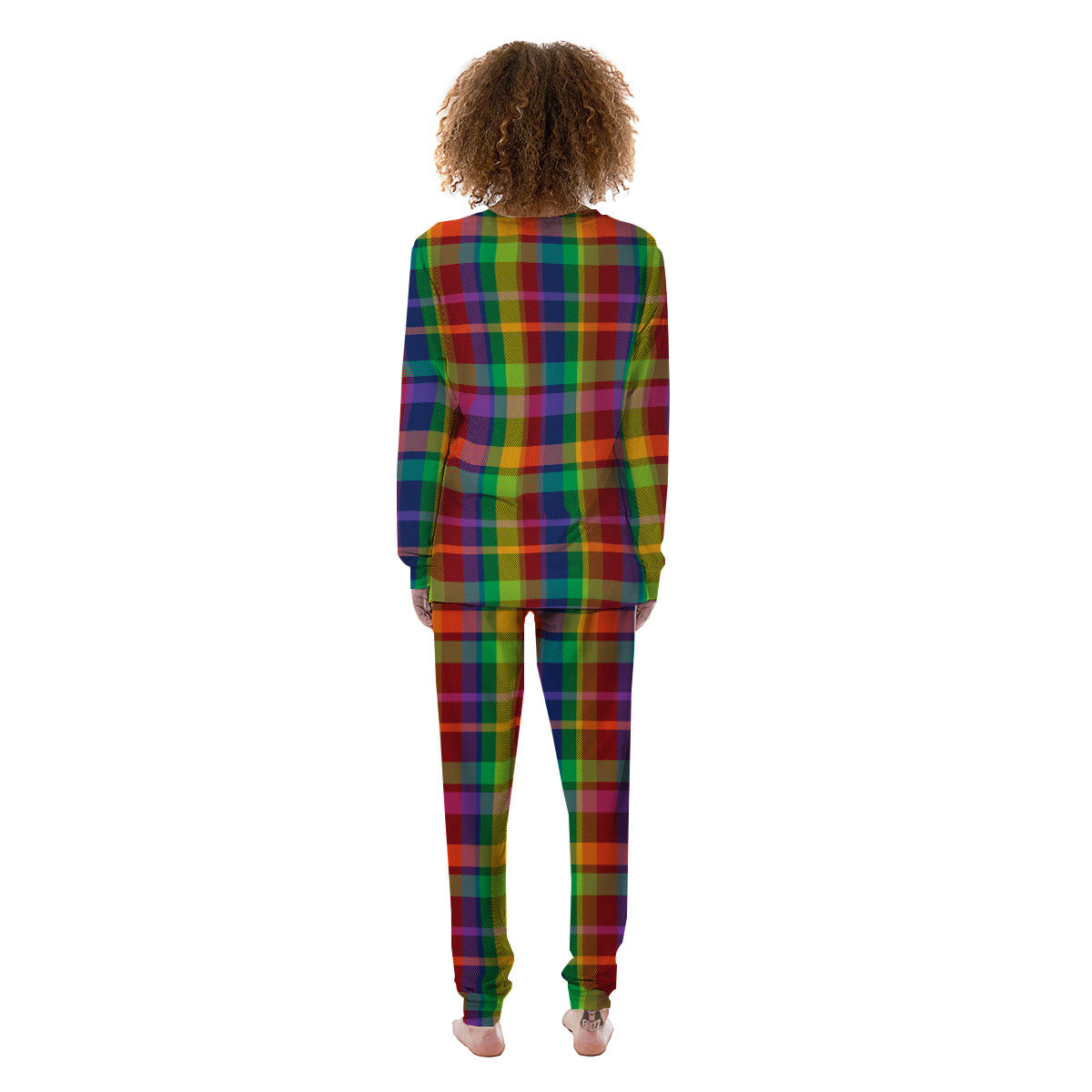 Plaid Rainbow Print Pattern Women's Pajamas-grizzshop