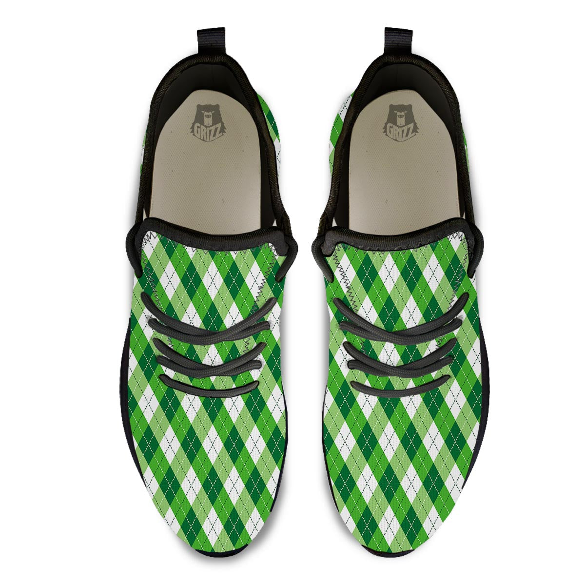 Plaid Saint Patrick's Day Print Pattern Black Athletic Shoes-grizzshop