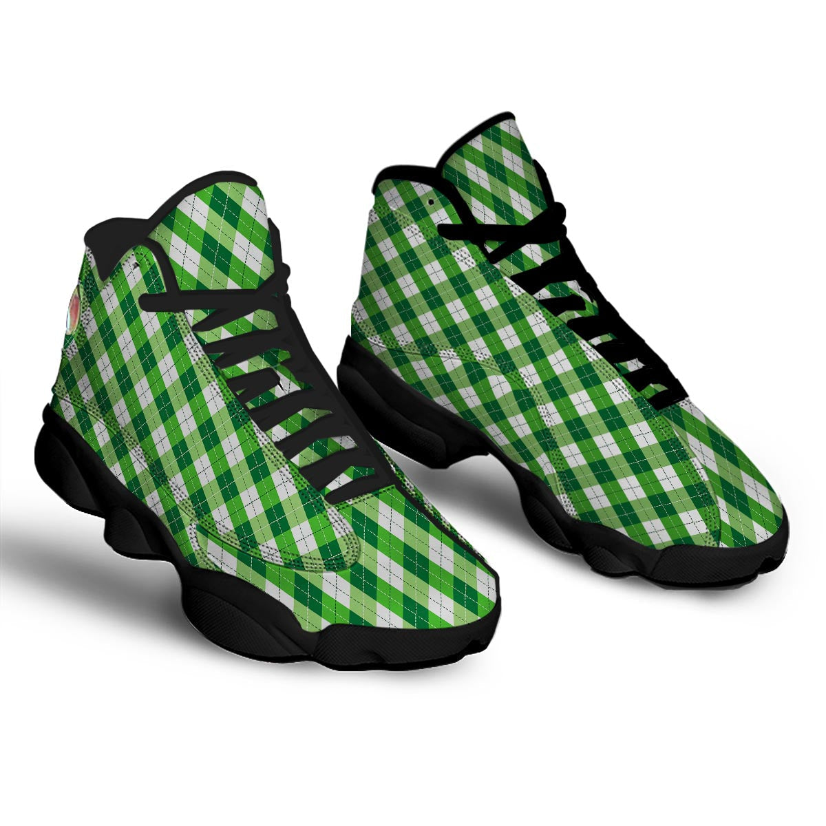 Plaid Saint Patrick's Day Print Pattern Black Basketball Shoes-grizzshop