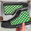 Plaid Saint Patrick's Day Print Pattern Black High Top Shoes-grizzshop