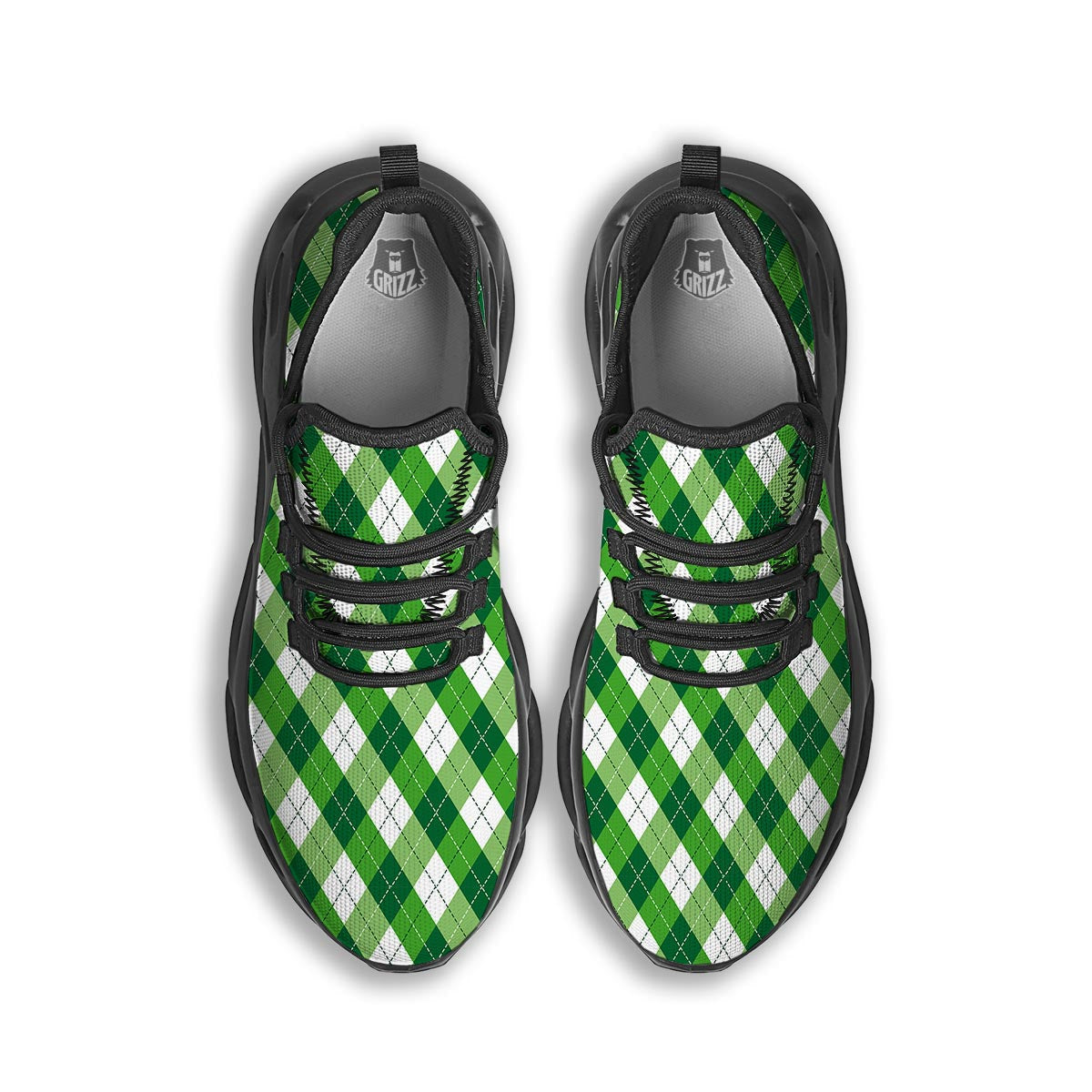 Plaid Saint Patrick's Day Print Pattern Black Running Shoes-grizzshop