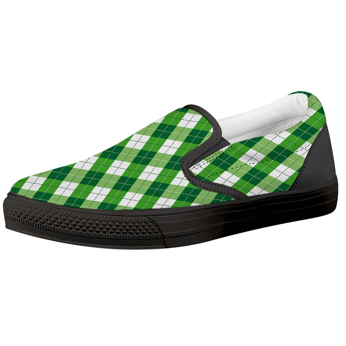 Plaid Saint Patrick's Day Print Pattern Black Slip On Shoes-grizzshop