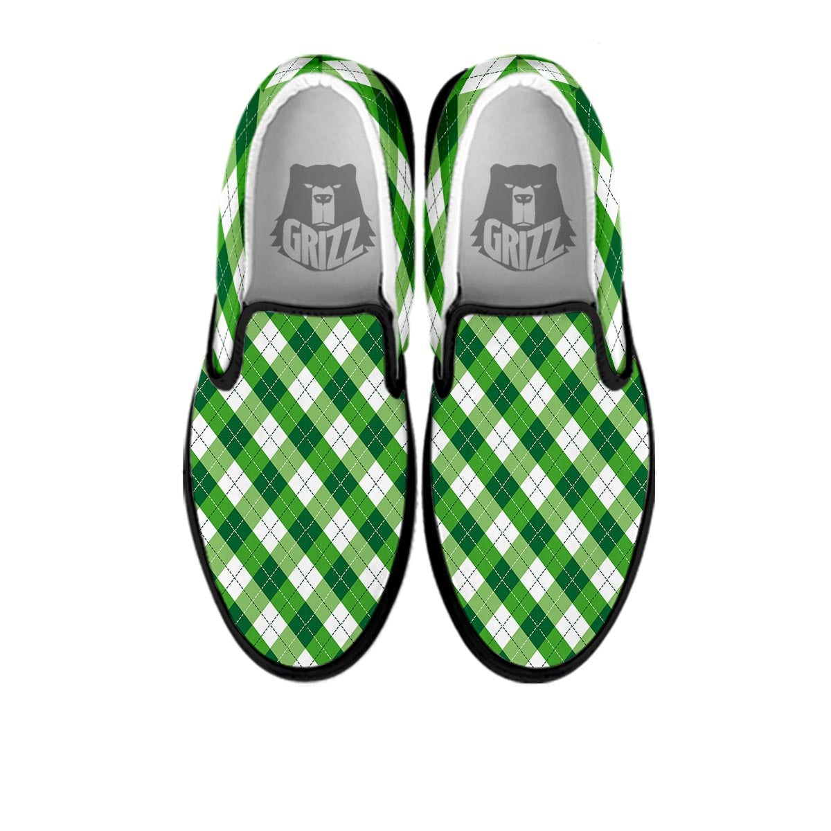 Plaid Saint Patrick's Day Print Pattern Black Slip On Shoes-grizzshop