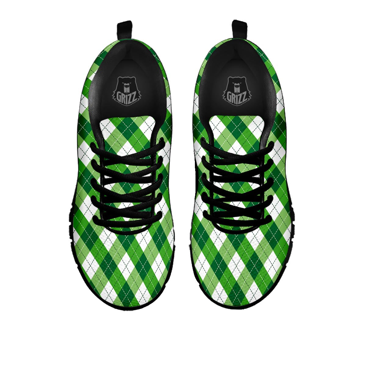 Plaid Saint Patrick's Day Print Pattern Black Sneaker-grizzshop