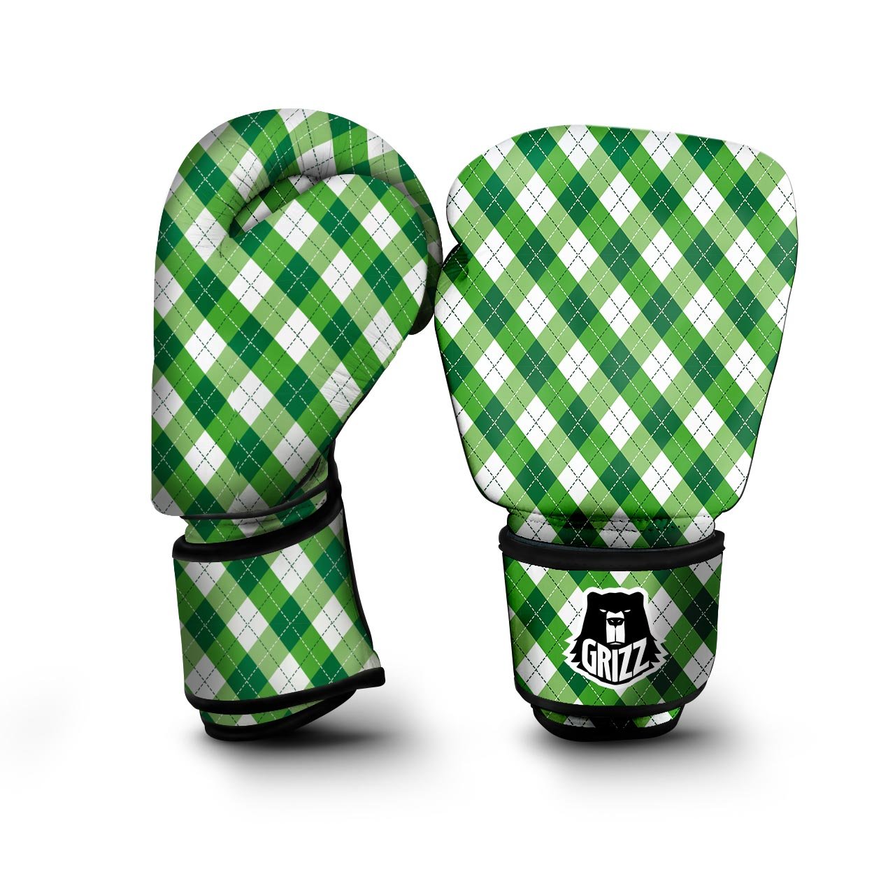 Plaid Saint Patrick's Day Print Pattern Boxing Gloves-grizzshop