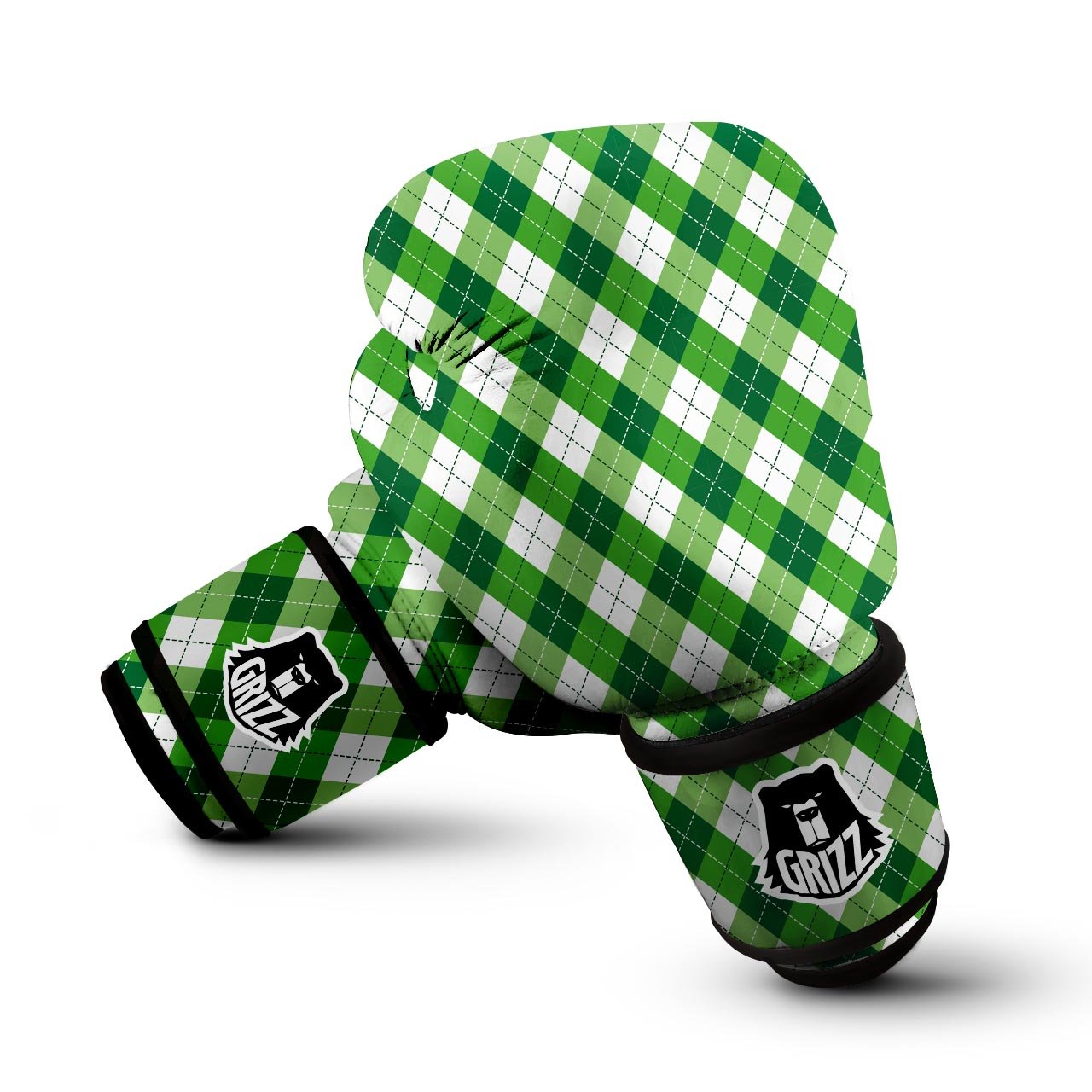 Plaid Saint Patrick's Day Print Pattern Boxing Gloves-grizzshop