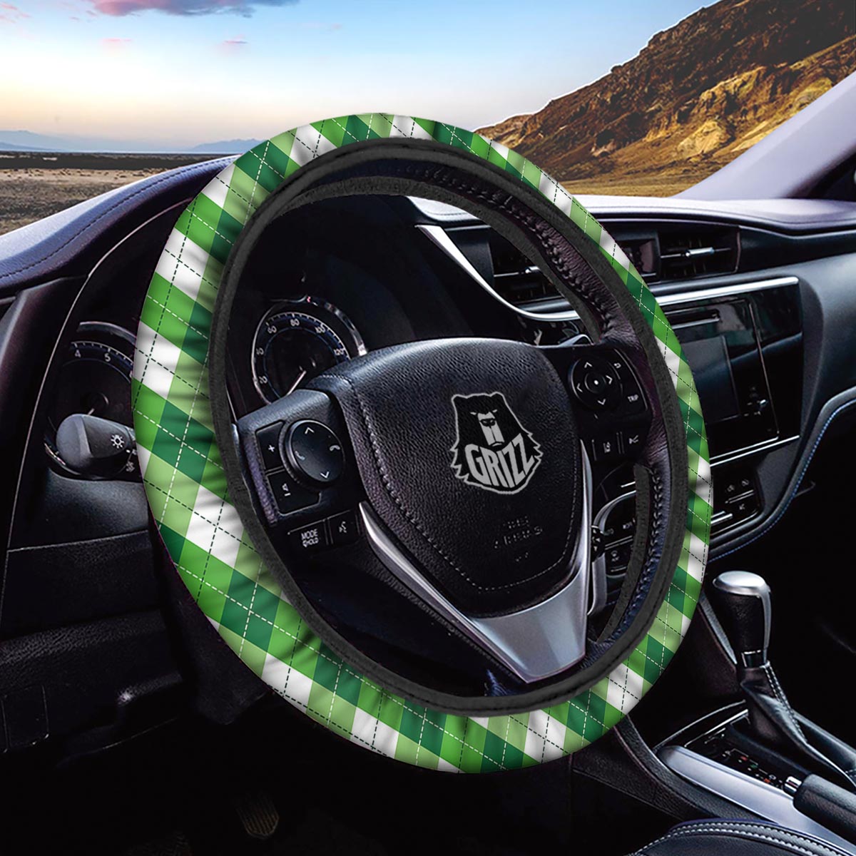 Plaid Saint Patrick's Day Print Pattern Car Steering Wheel Cover-grizzshop