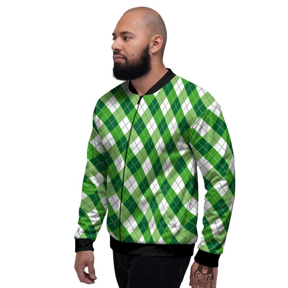 Plaid Saint Patrick's Day Print Pattern Men's Bomber Jacket-grizzshop