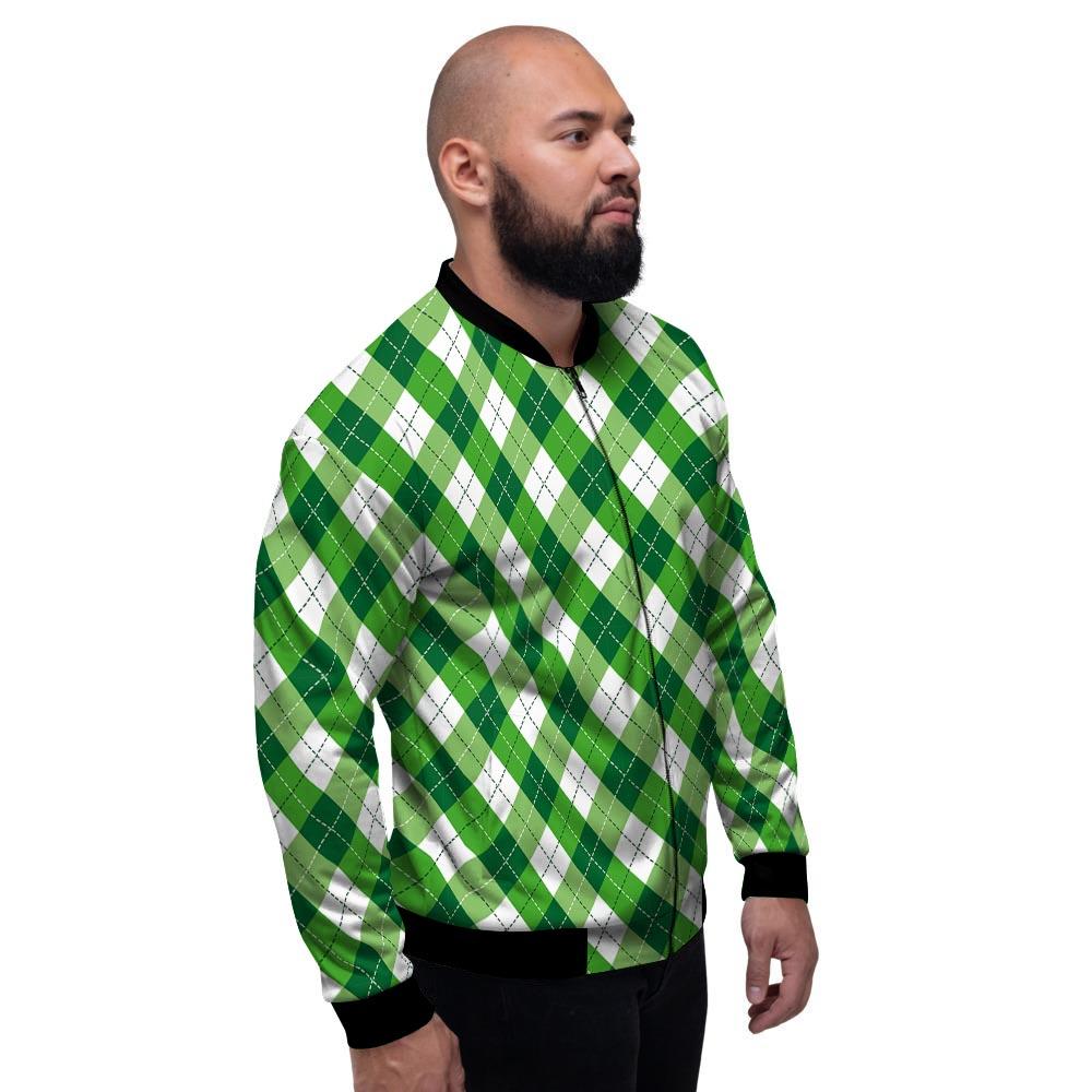 Plaid Saint Patrick's Day Print Pattern Men's Bomber Jacket-grizzshop