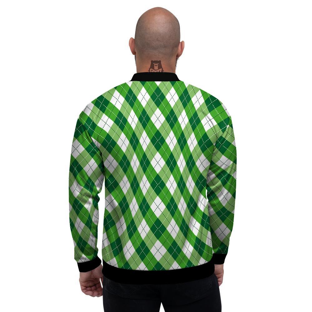 Plaid Saint Patrick's Day Print Pattern Men's Bomber Jacket-grizzshop