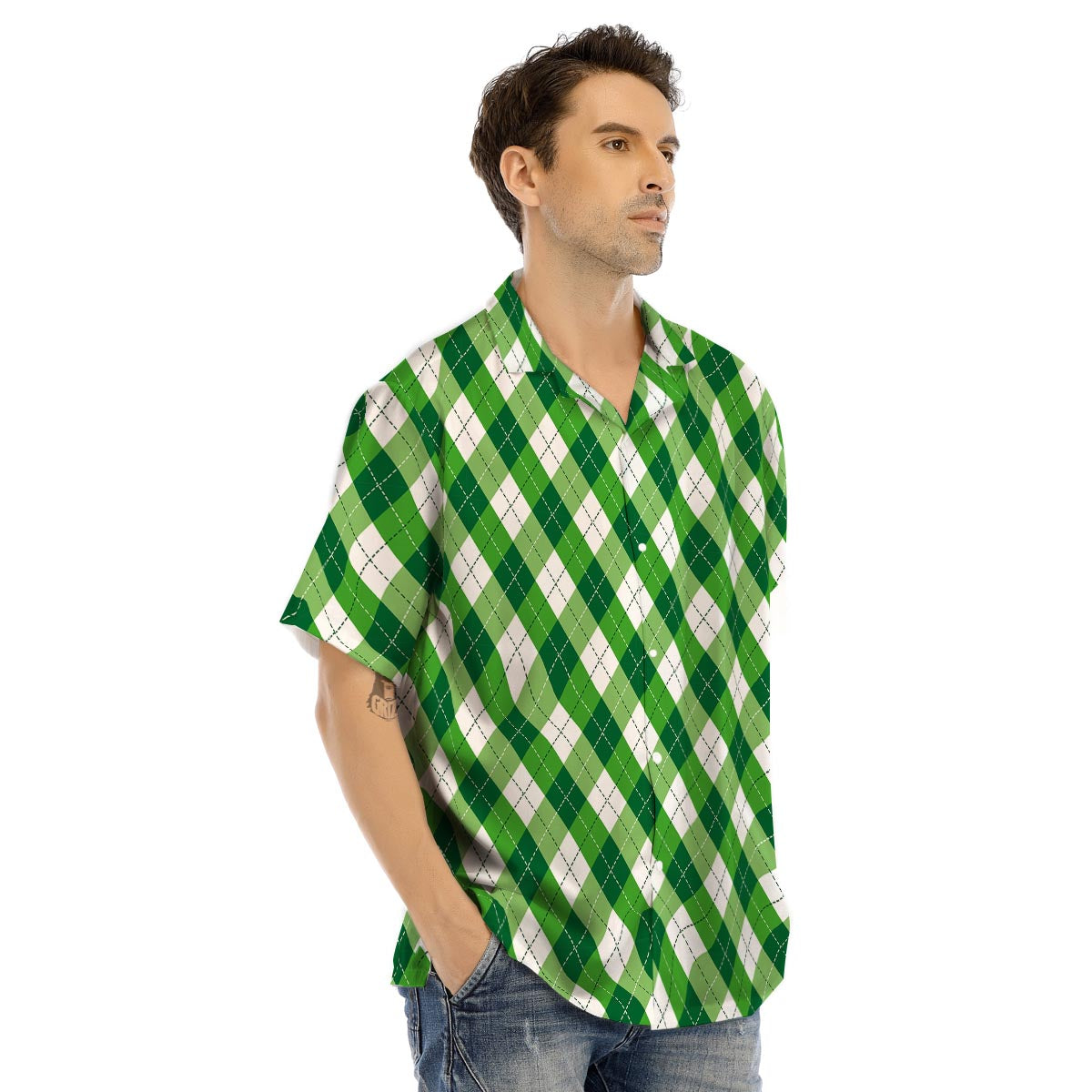 Plaid Saint Patrick's Day Print Pattern Men's Hawaiian Shirt-grizzshop