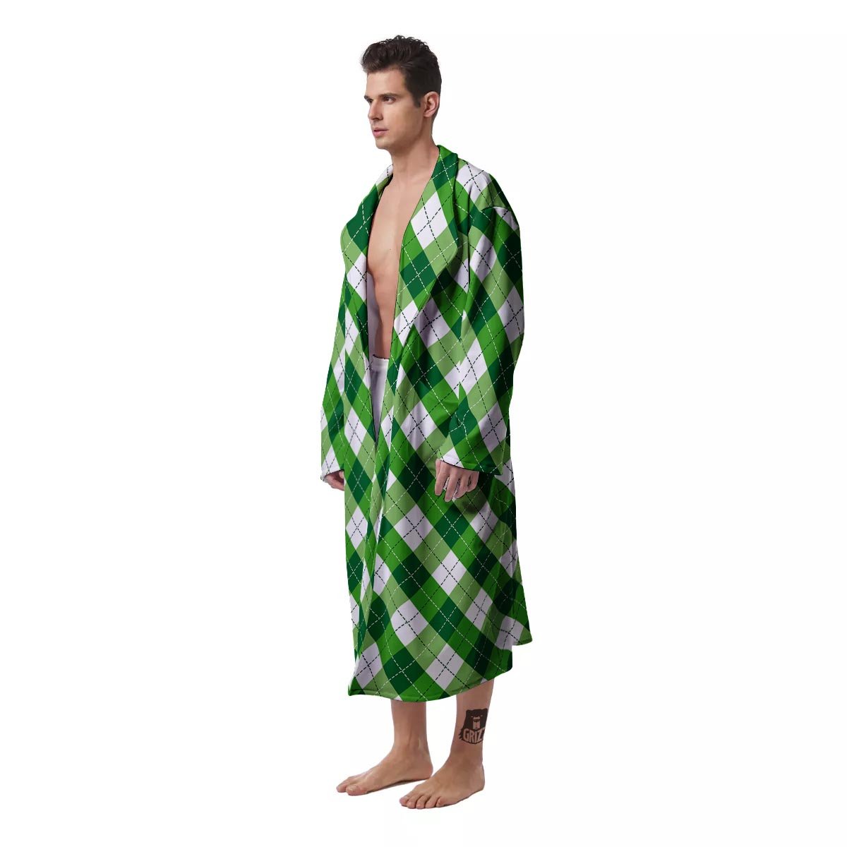 Plaid Saint Patrick's Day Print Pattern Men's Robe-grizzshop