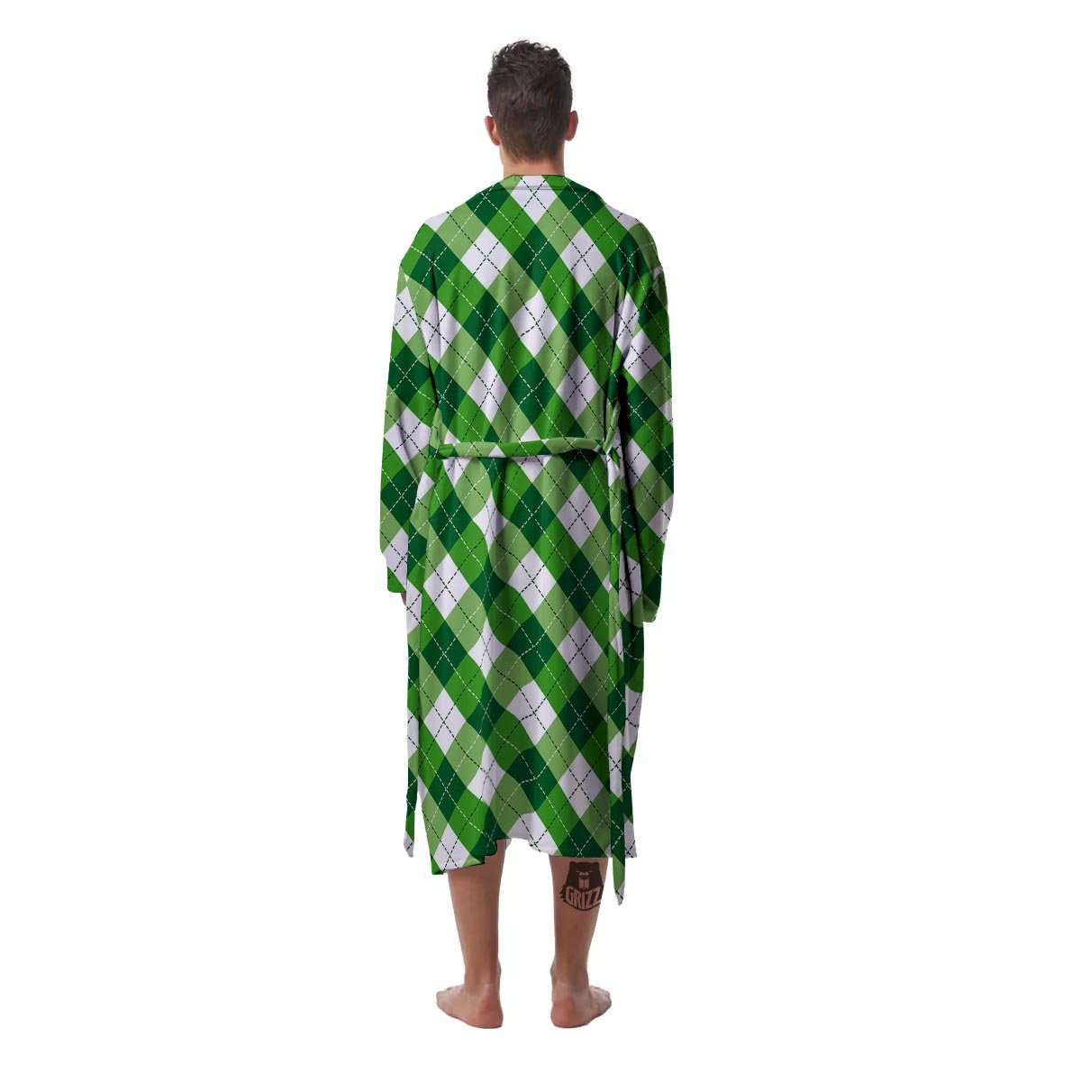 Plaid Saint Patrick's Day Print Pattern Men's Robe-grizzshop