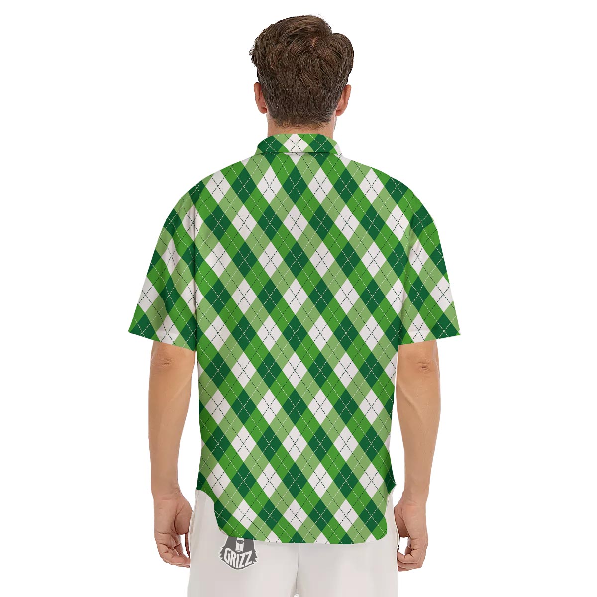 Plaid Saint Patrick's Day Print Pattern Men's Short Sleeve Shirts-grizzshop