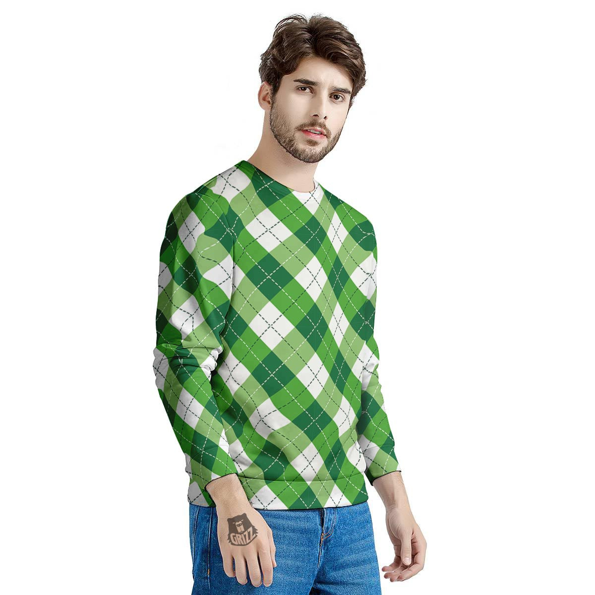 Plaid Saint Patrick's Day Print Pattern Men's Sweatshirt-grizzshop