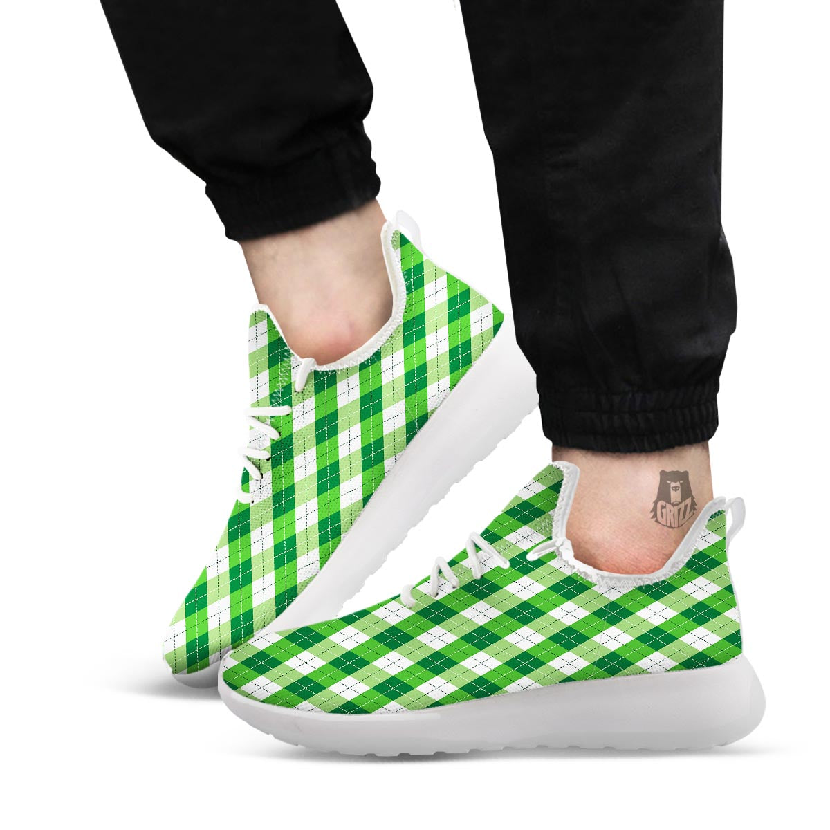 Plaid Saint Patrick's Day Print Pattern White Athletic Shoes-grizzshop