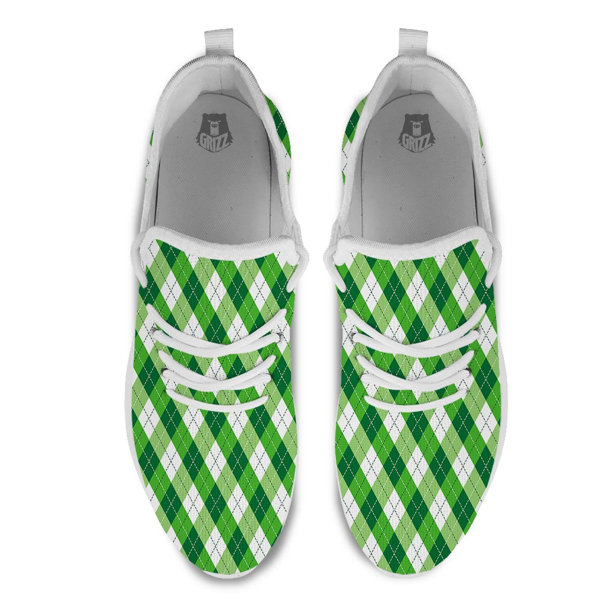 Plaid Saint Patrick's Day Print Pattern White Athletic Shoes-grizzshop