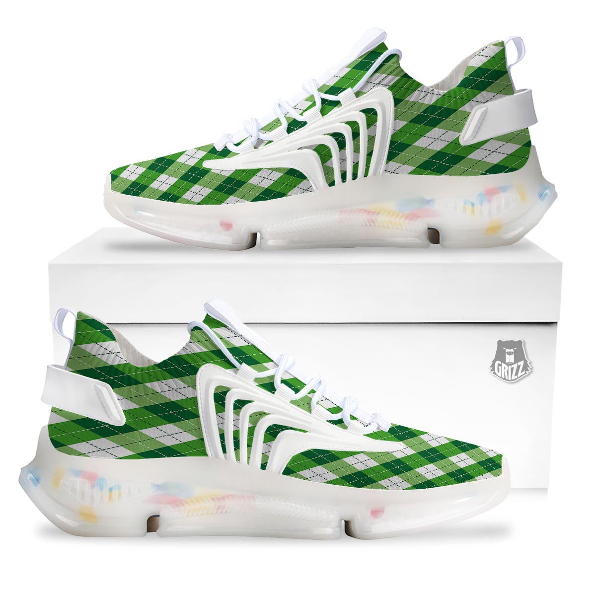 Plaid Saint Patrick's Day Print Pattern White Gym Shoes-grizzshop