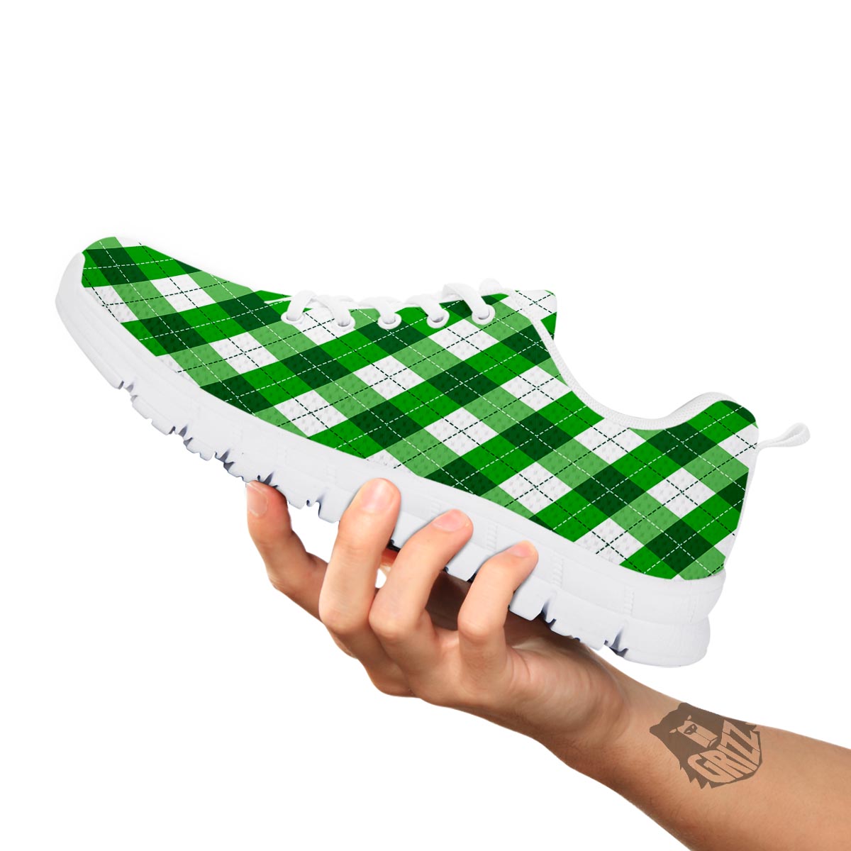 Plaid Saint Patrick's Day Print Pattern White Sneaker-grizzshop