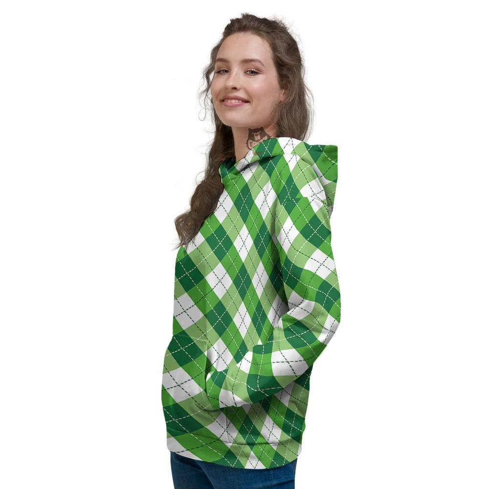 Plaid Saint Patrick's Day Print Pattern Women's Hoodie-grizzshop