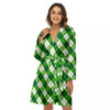 Plaid Saint Patrick's Day Print Pattern Women's Robe-grizzshop