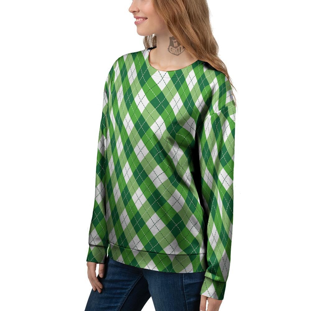 Plaid Saint Patrick's Day Print Pattern Women's Sweatshirt-grizzshop