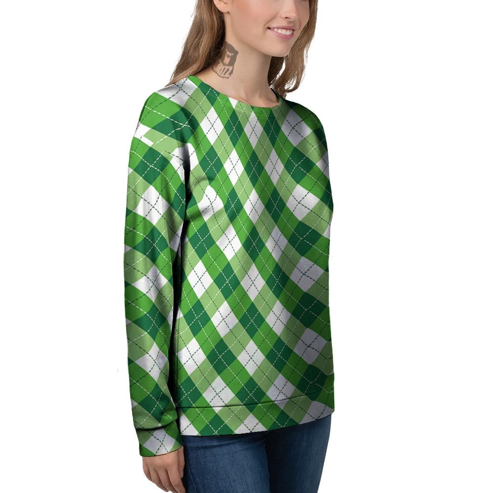 Plaid Saint Patrick's Day Print Pattern Women's Sweatshirt-grizzshop