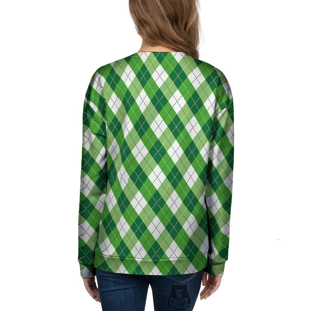 Plaid Saint Patrick's Day Print Pattern Women's Sweatshirt-grizzshop