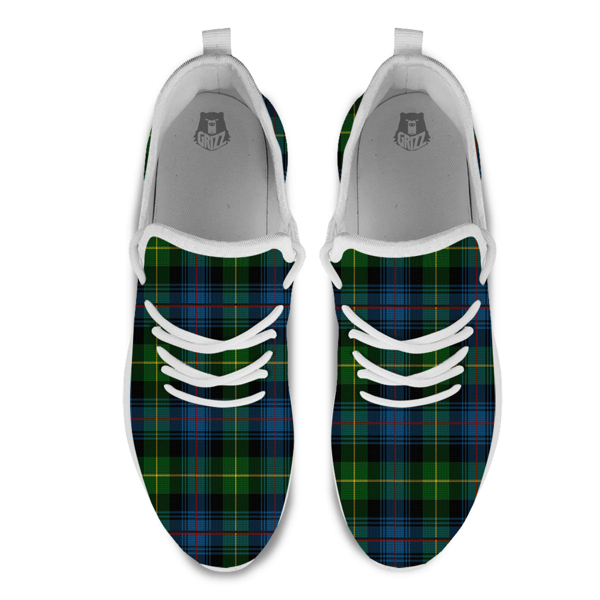 Plaid Scottish Knitted Print White Athletic Shoes-grizzshop