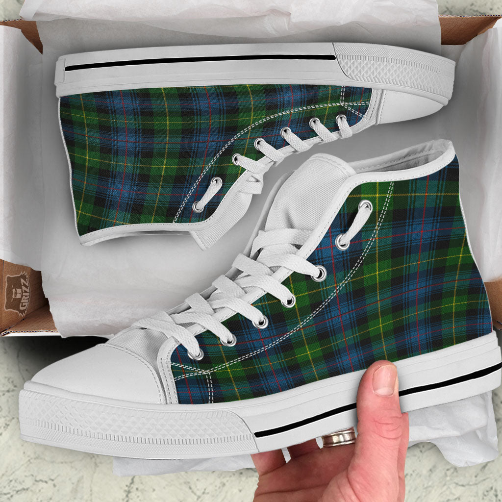 Plaid Scottish Knitted Print White High Top Shoes-grizzshop