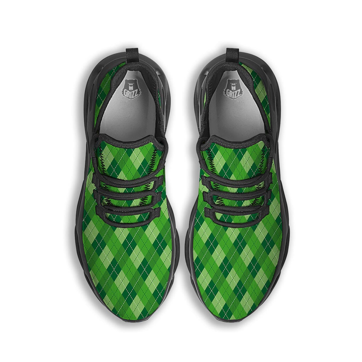 Plaid St. Patrick's Day Print Pattern Black Running Shoes-grizzshop