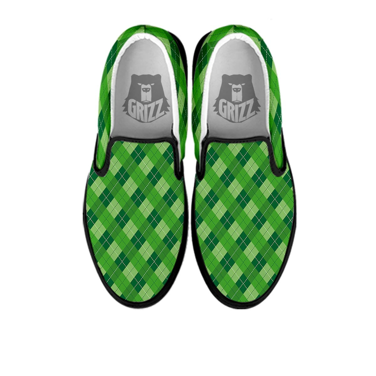 Plaid St. Patrick's Day Print Pattern Black Slip On Shoes-grizzshop