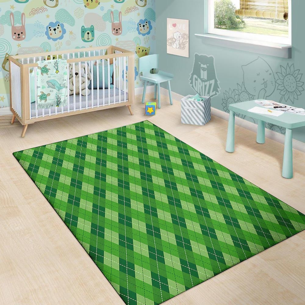 Plaid St. Patrick's Day Print Pattern Floor Mat-grizzshop