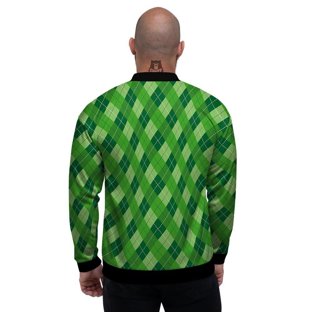 Plaid St. Patrick's Day Print Pattern Men's Bomber Jacket-grizzshop