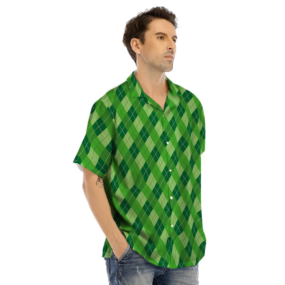 Plaid St. Patrick's Day Print Pattern Men's Hawaiian Shirt-grizzshop