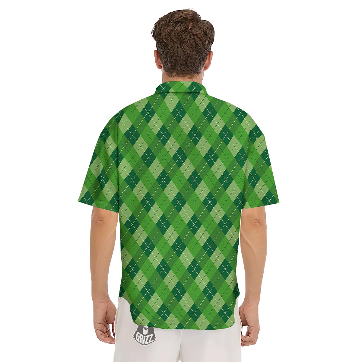 Plaid St. Patrick's Day Print Pattern Men's Short Sleeve Shirts-grizzshop