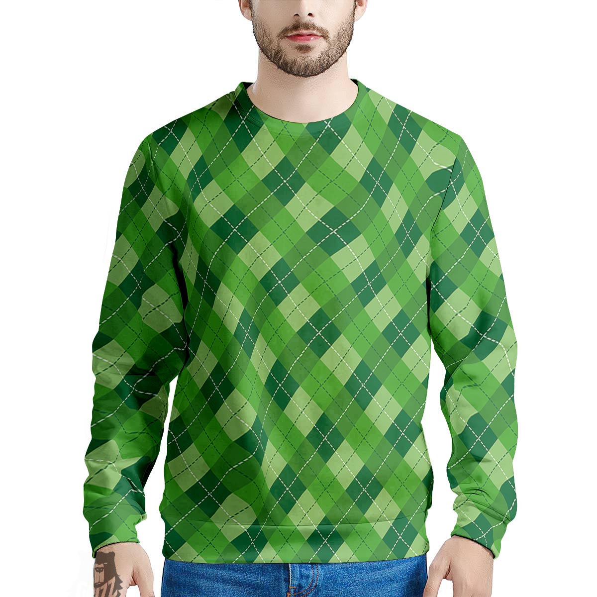 Plaid St. Patrick's Day Print Pattern Men's Sweatshirt-grizzshop