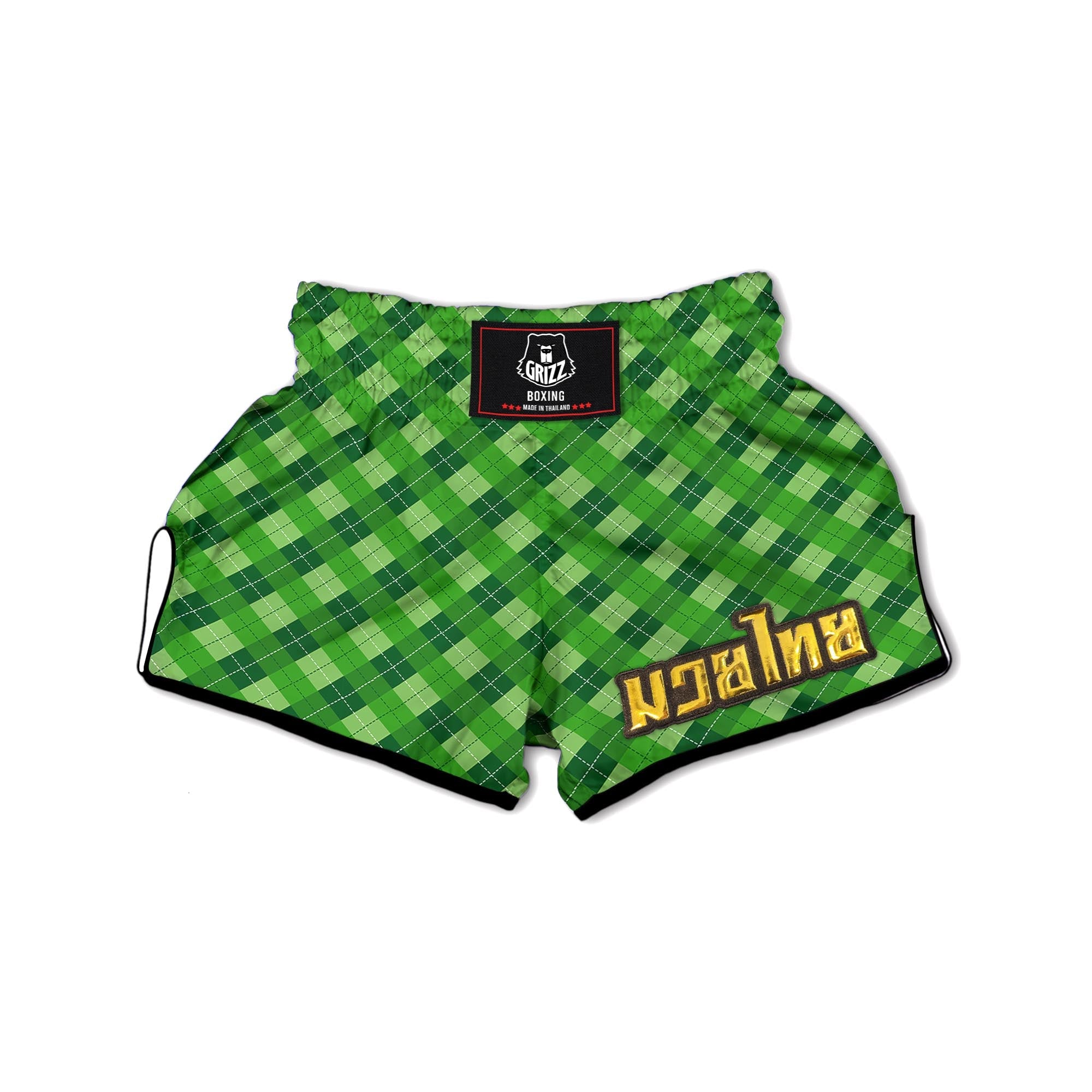 Plaid St. Patrick's Day Print Pattern Muay Thai Boxing Shorts-grizzshop