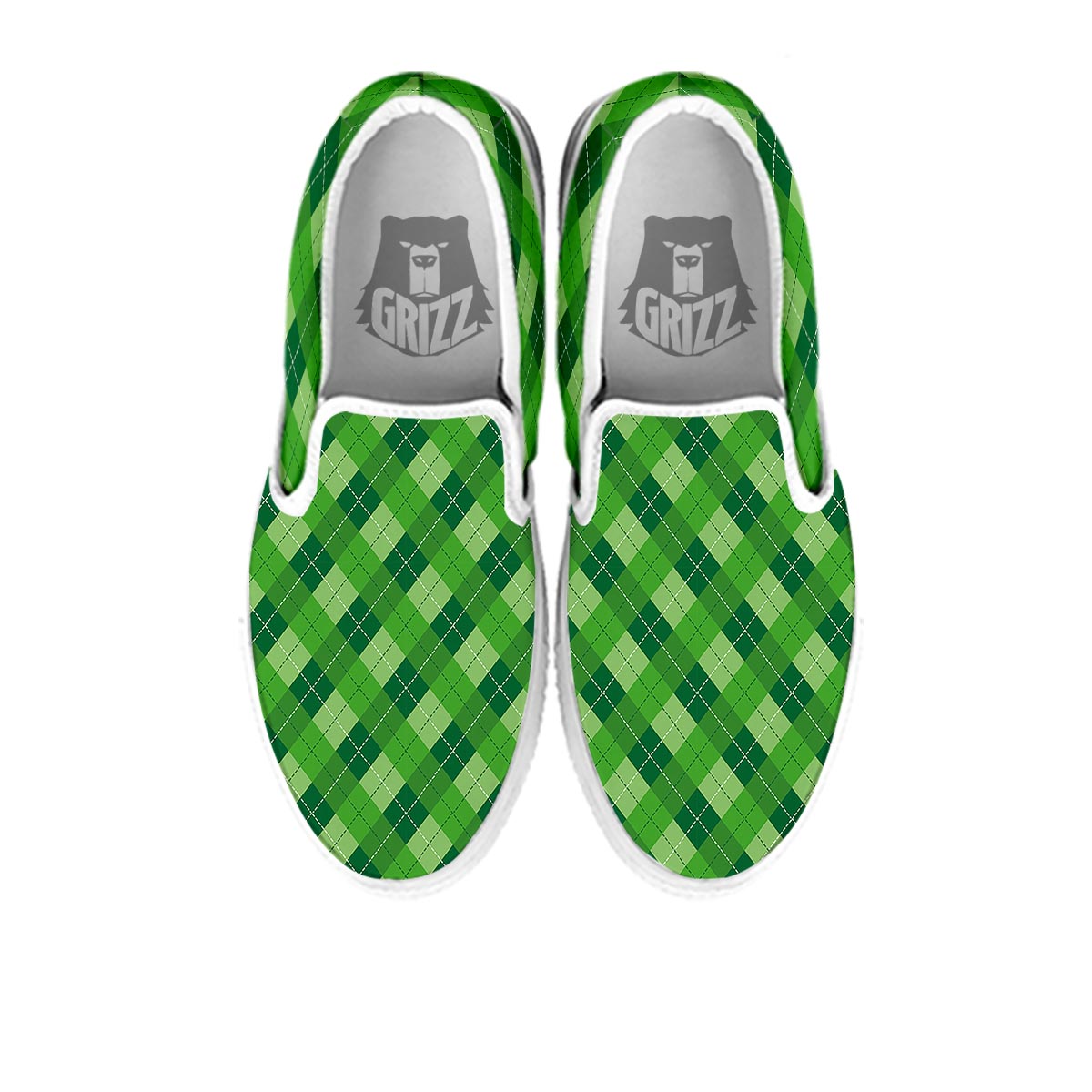 Plaid St. Patrick's Day Print Pattern White Slip On Shoes-grizzshop