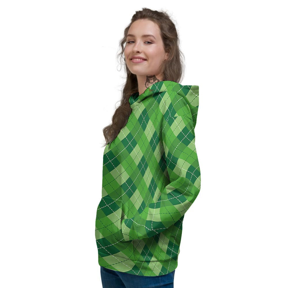 Plaid St. Patrick's Day Print Pattern Women's Hoodie-grizzshop