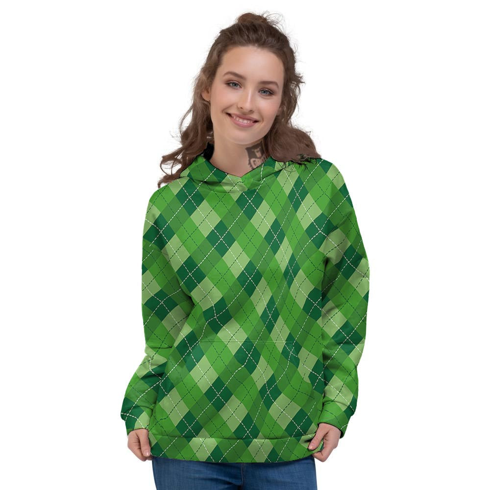 Plaid St. Patrick's Day Print Pattern Women's Hoodie-grizzshop