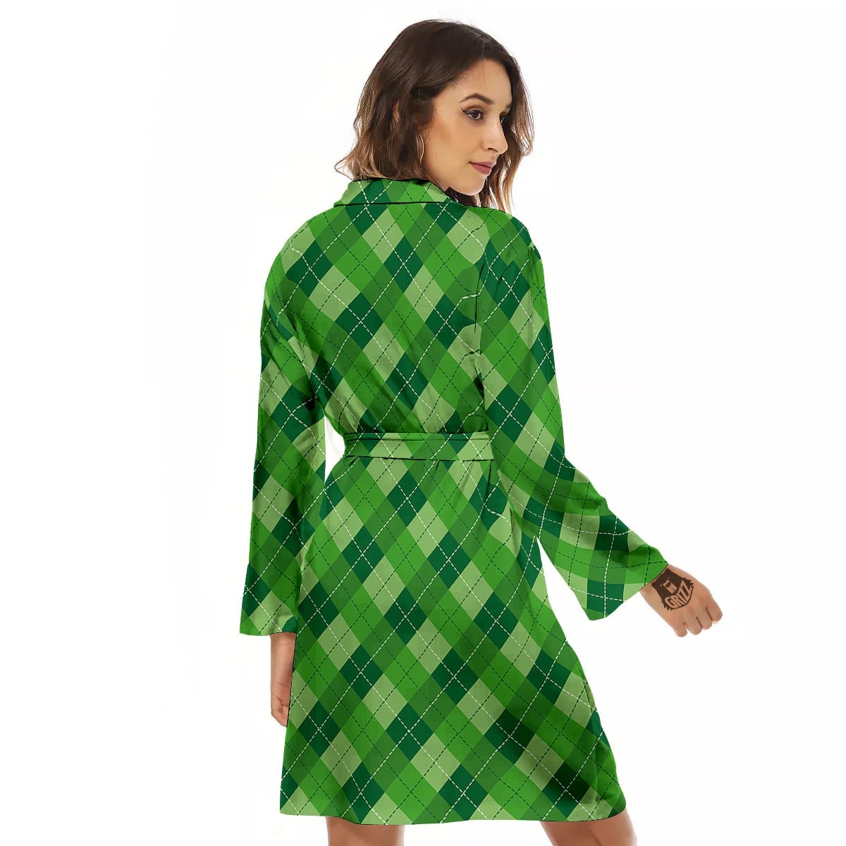 Plaid St. Patrick's Day Print Pattern Women's Robe-grizzshop