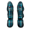 Plaid Teal Print Pattern Muay Thai Shin Guards-grizzshop