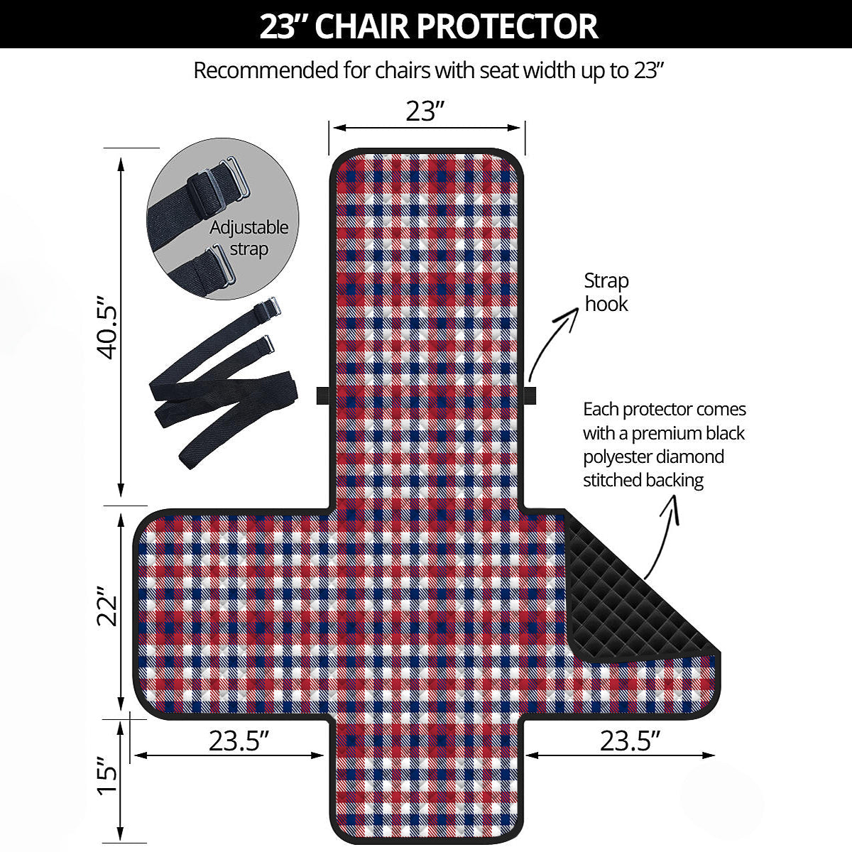 Plaid USA Patriotic Print Pattern Armchair Protector-grizzshop