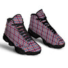 Plaid USA Patriotic Print Pattern Black Basketball Shoes-grizzshop