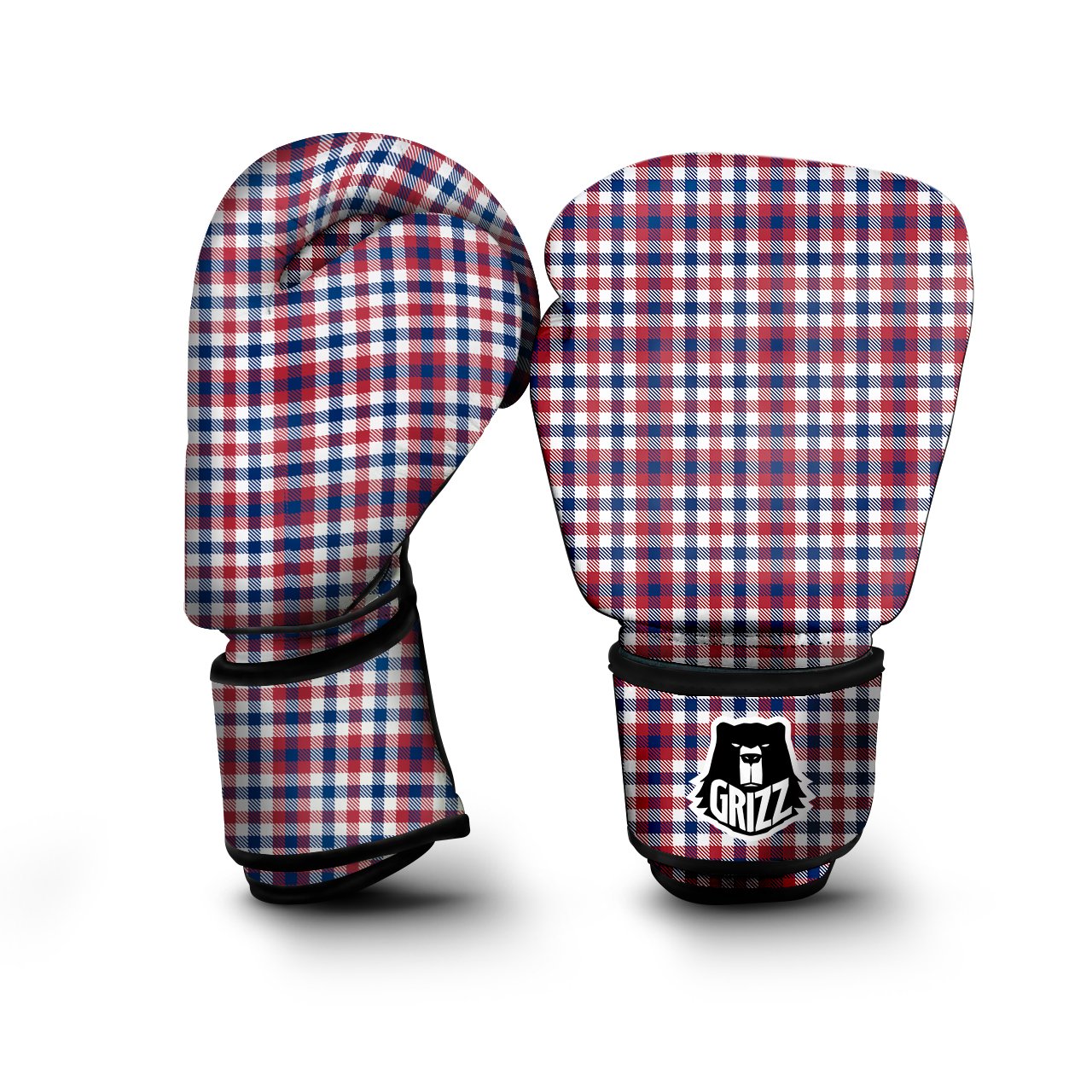 Plaid USA Patriotic Print Pattern Boxing Gloves-grizzshop