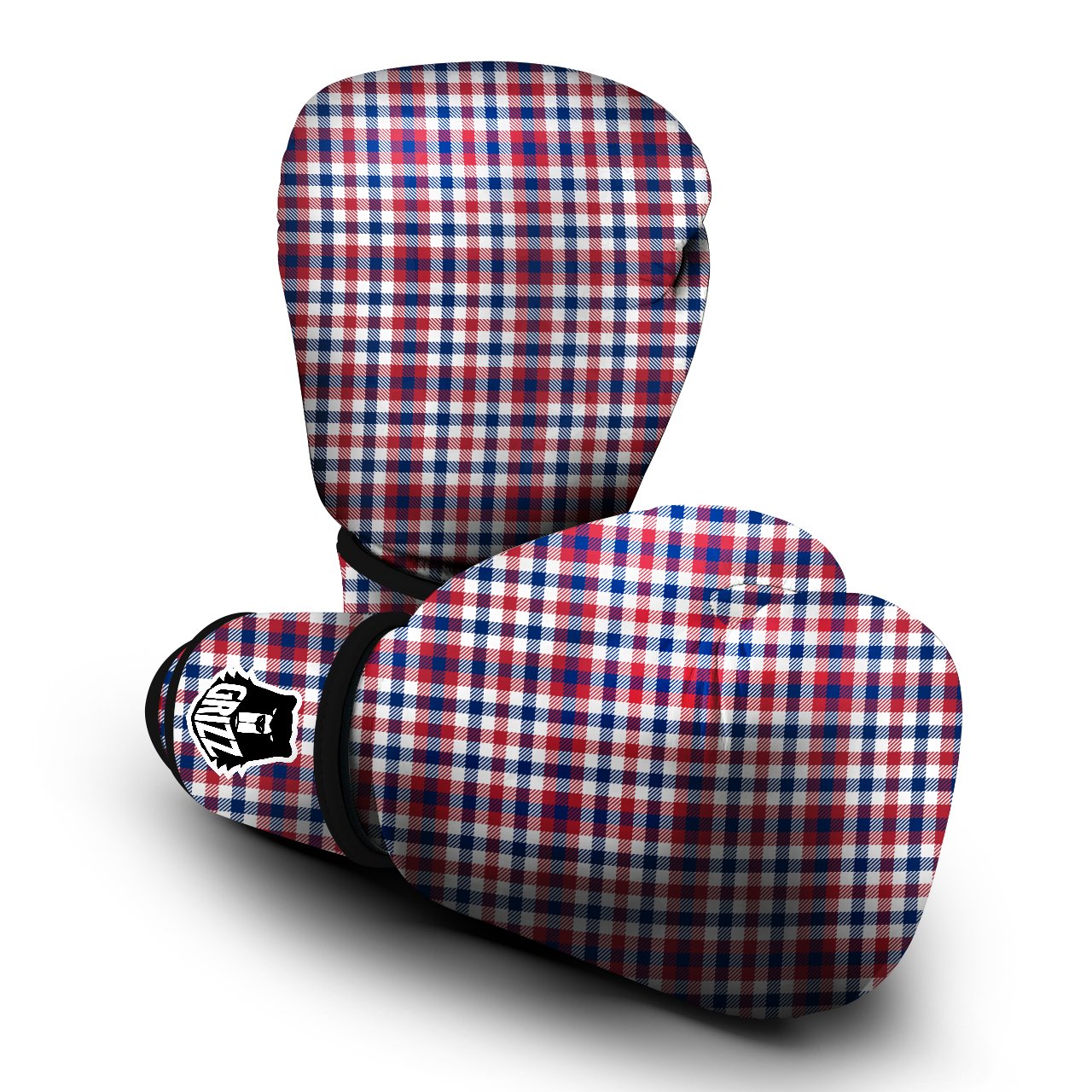 Plaid USA Patriotic Print Pattern Boxing Gloves-grizzshop